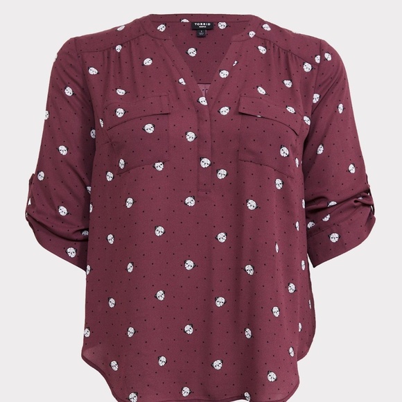 🕊️SOLD🕊️ Torrid Womens Dog Print Harper Georgette Pullover Blouse Plus Size 1X - Picture 5 of 16